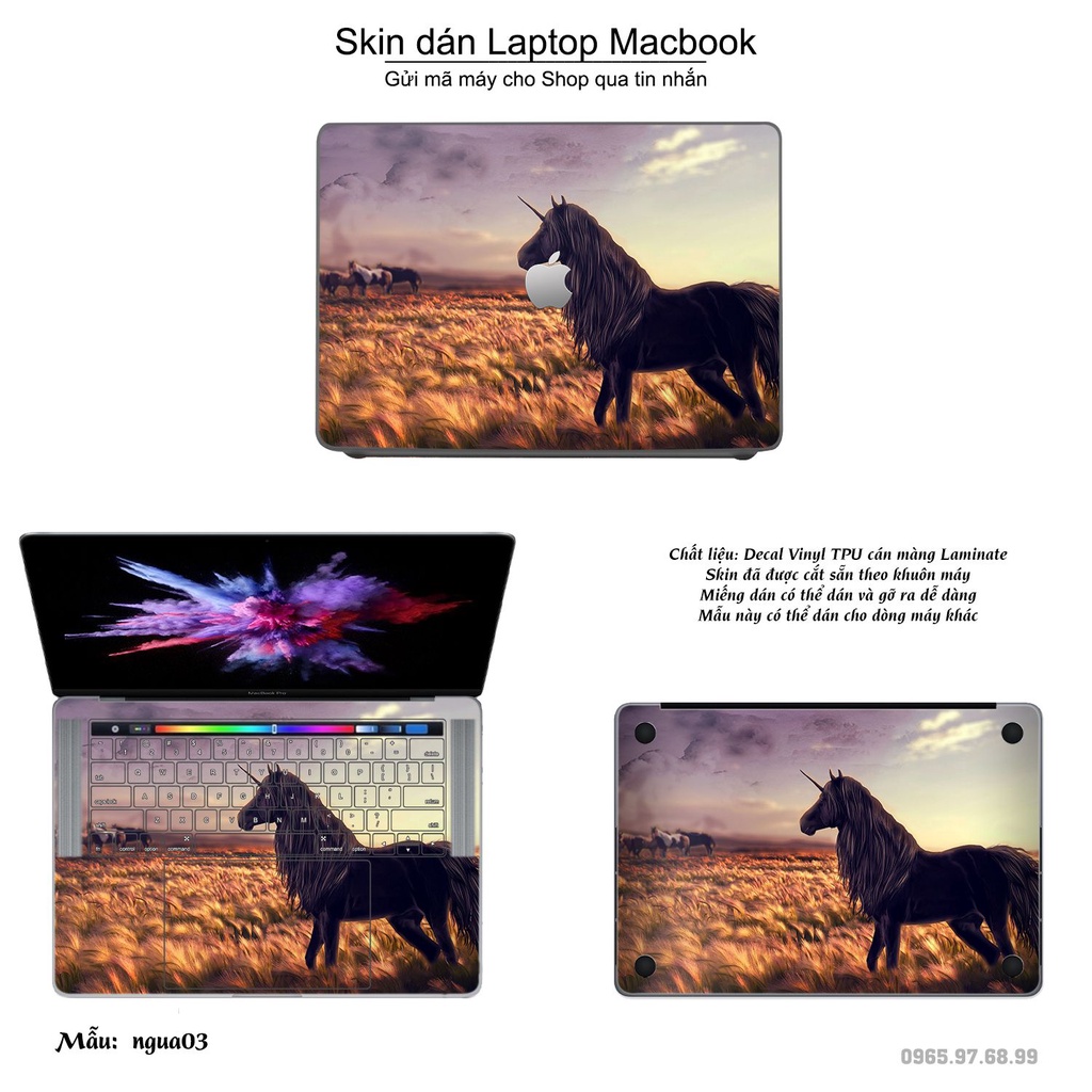 Skin dán Macbook mẫu Con ngựa (đã cắt sẵn, inbox mã máy cho shop)