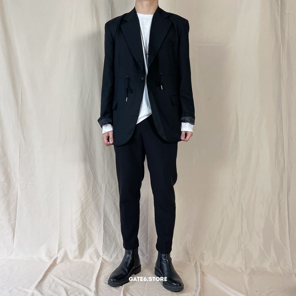 Áo khoác Blazer BB dáng lửng, vest Nam dây rút kiểu Hàn form regular GATE6 - #4706