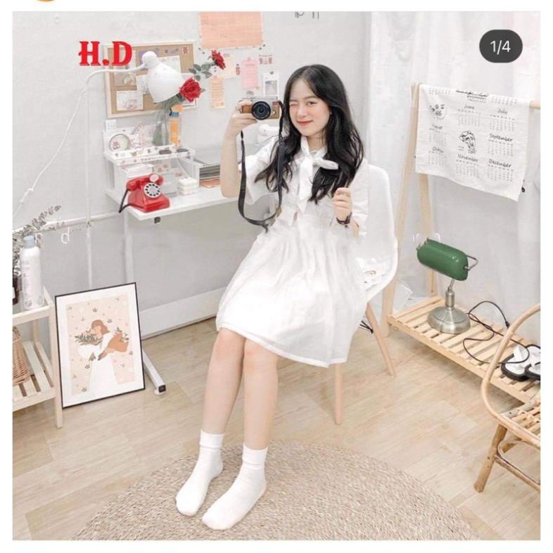 [Mã FAMARAL2 giảm 10K đơn 50K] set váy áo crotop buộc nơ kèm chân váy có quần trong, set đồ nữ màu trắng điệu đà