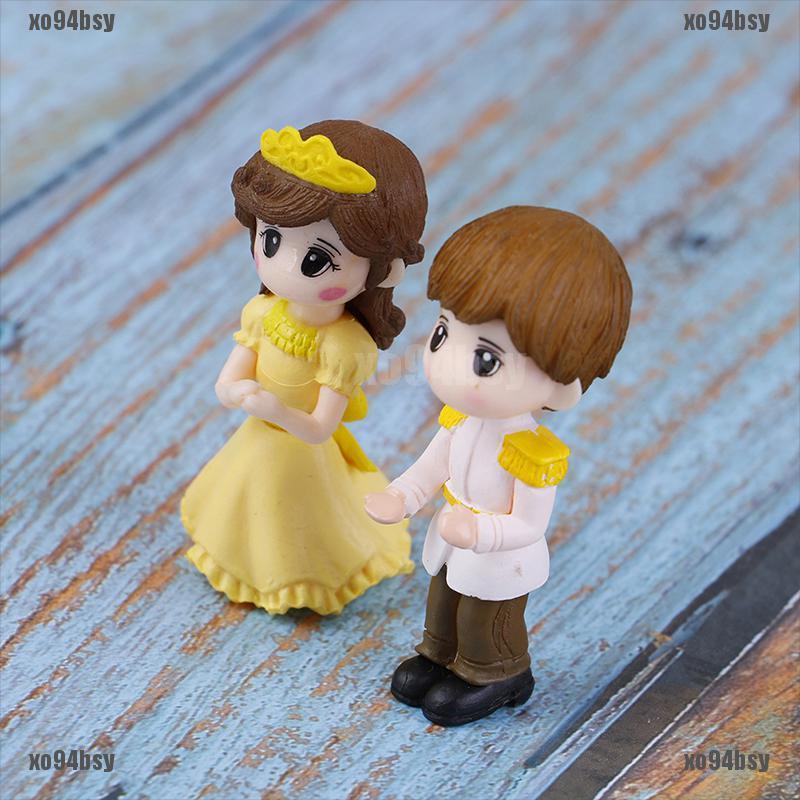 [xo94bsy]1set Prince Princess Couple DIY Mini Miniature Figurine Garden Micro La