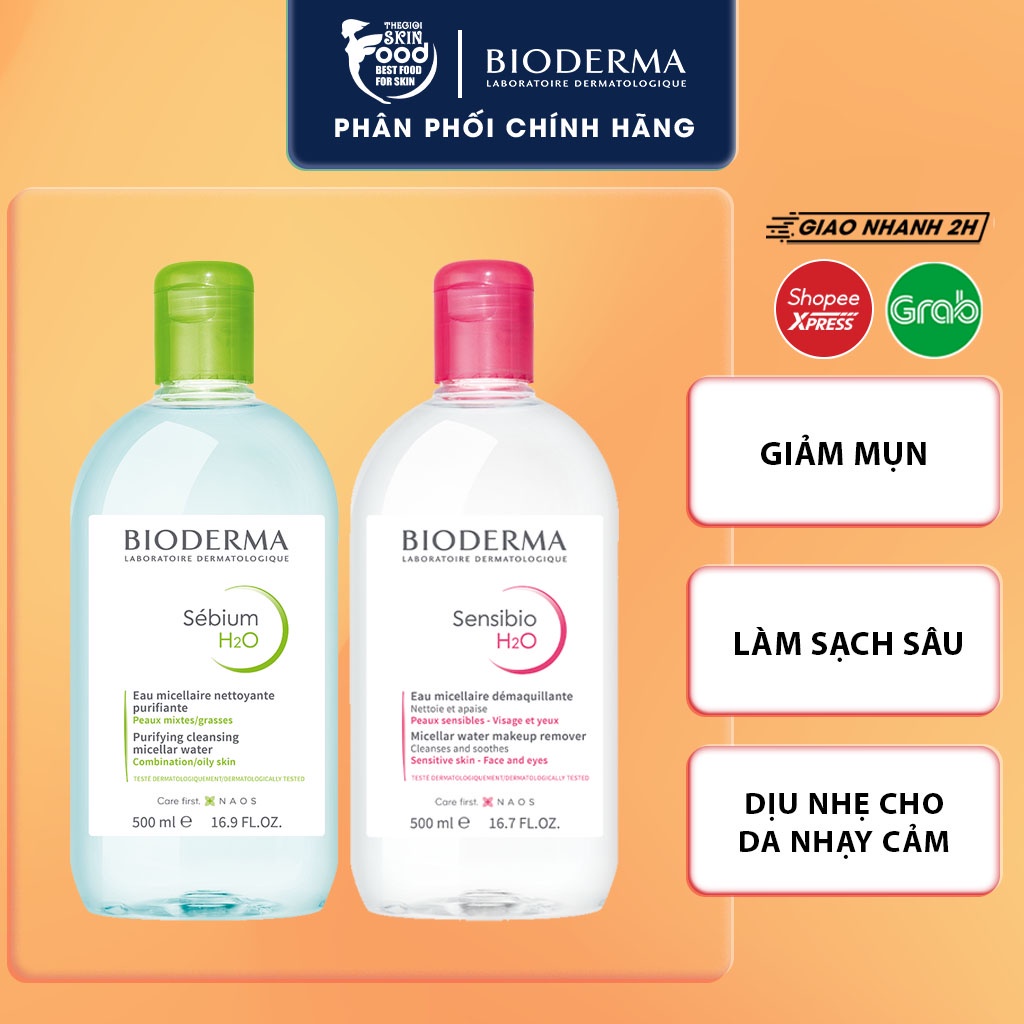 Nước Tẩy Trang Làm Sạch Sâu Cho Da Dầu, Da Nhạy Cảm, Giảm Mụn Bioderma Senbium H2O