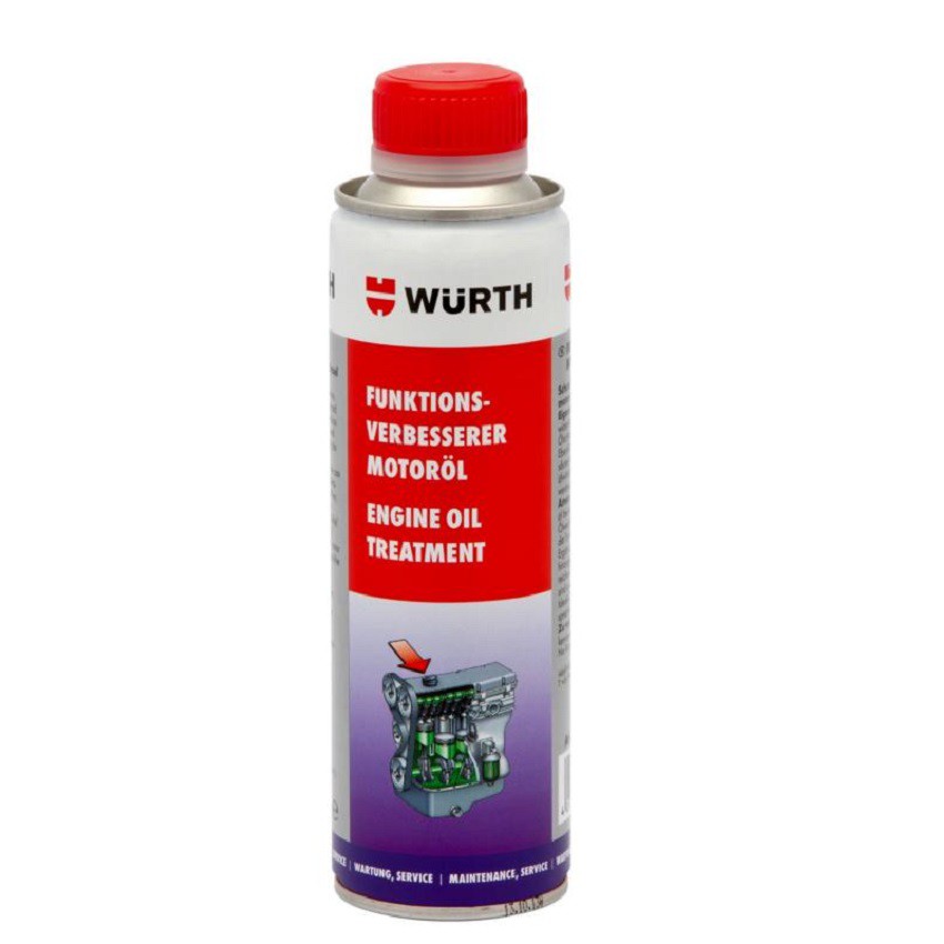 Chai Phụ gia dầu nhớt WURTH Engine Oil Treatment 300ml 61300300 bảo vệ và kéo dài tuổi thọ tất cả các loại động cơ xăng.