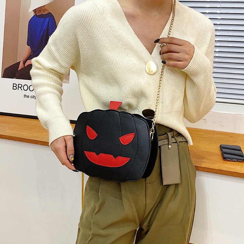 Túi Da PU Đeo Chéo Vai Hình Quả Bí Ngô Dơi Thời Trang Cho Nữ