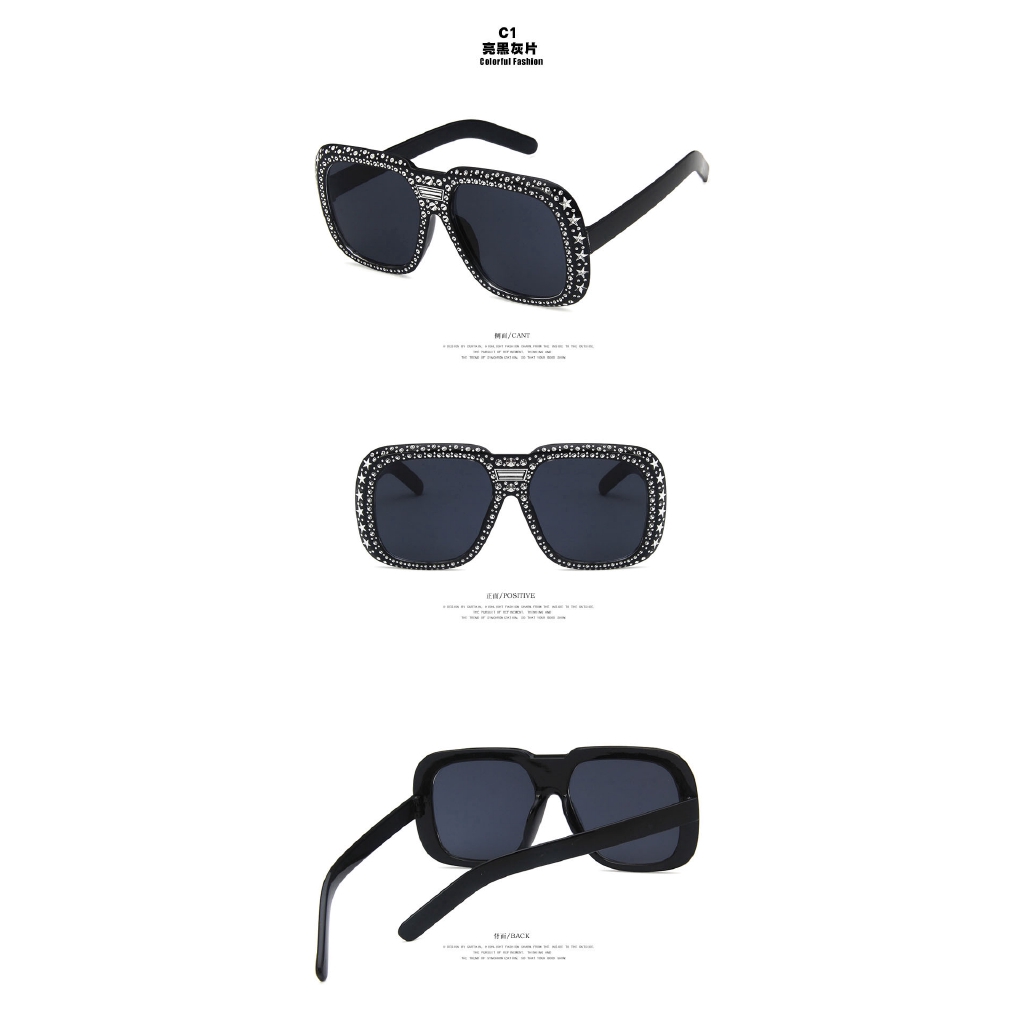 Kính mát Samjune gọng vuông đính đá sành điệu cho nữ