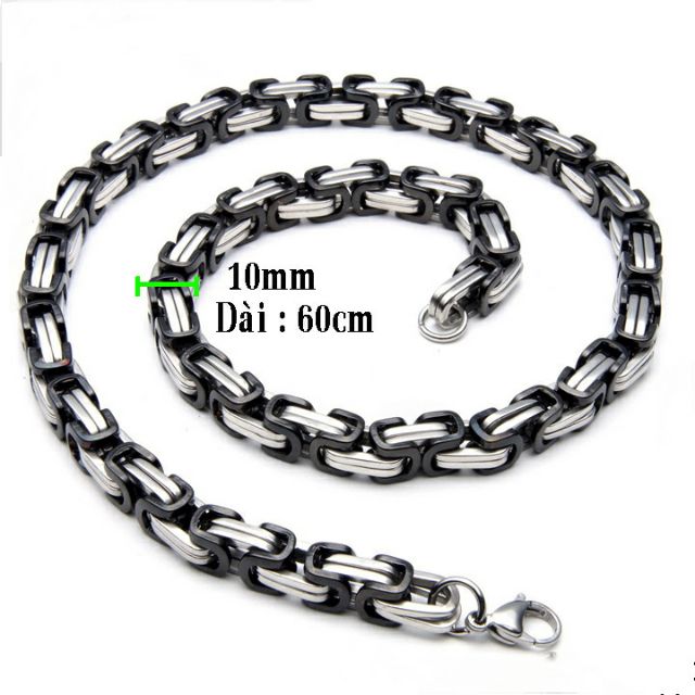 Dây chuyền nam kiểu ziczac trắng đen