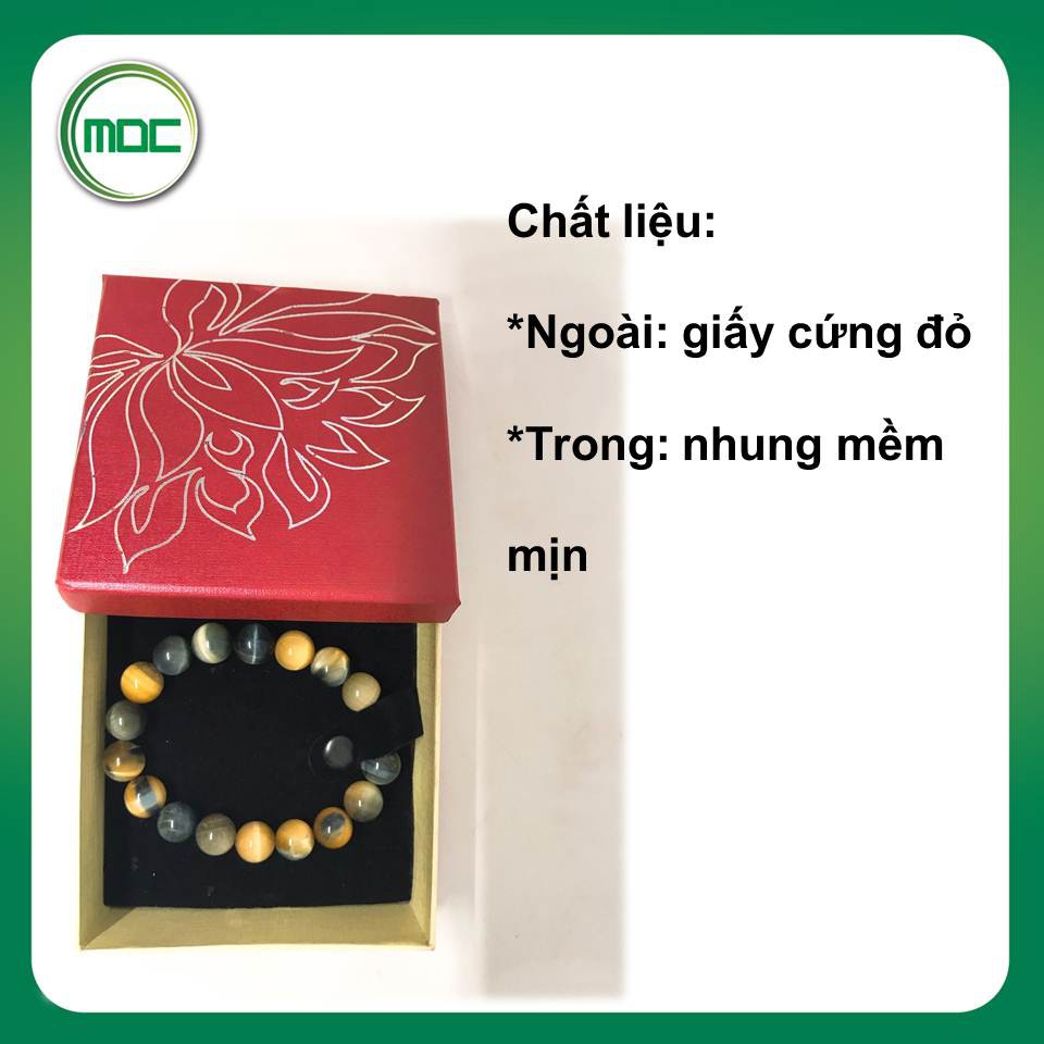 Hộp đựng chuỗi đá phong thủy in hoa sen size 9x9x3cm