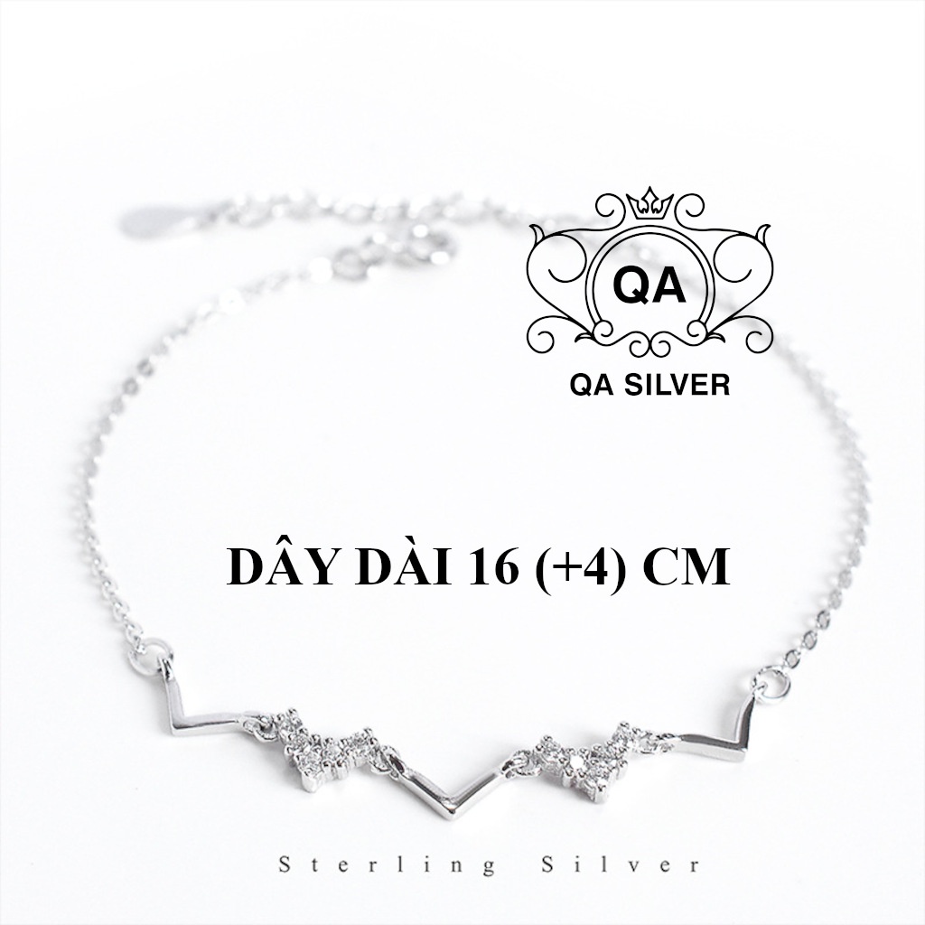 Vòng tay bạc 925 sóng chữ V lắc nữ khảm đá S925 ZIGZAG QA SILVER Bracelet BR180902
