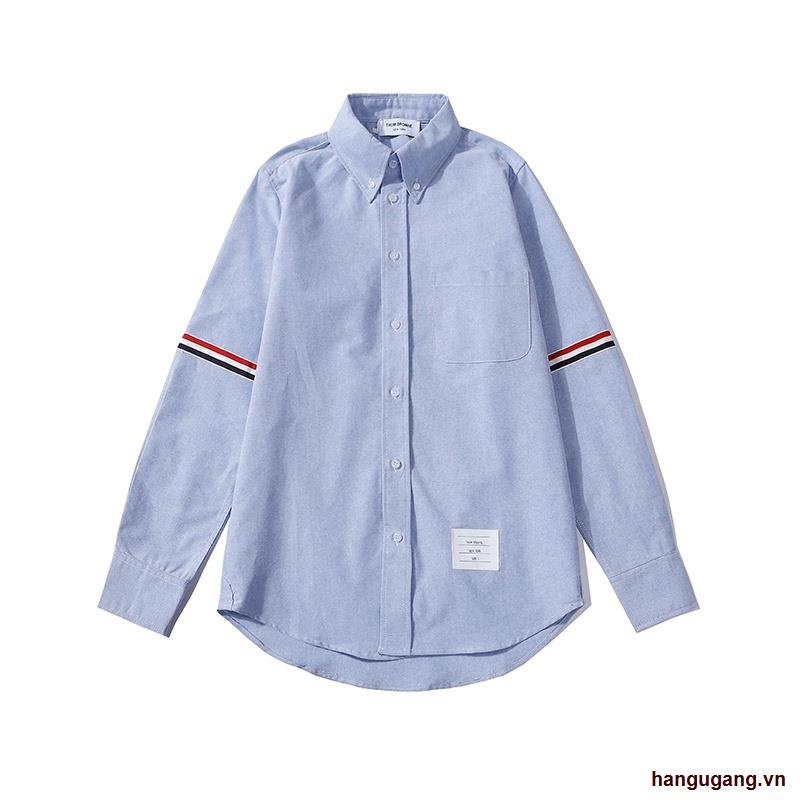 Cửa hàng♤Áo sơ mi tay dài in chữ THOM BROWNE thời trang cho cặp đôi