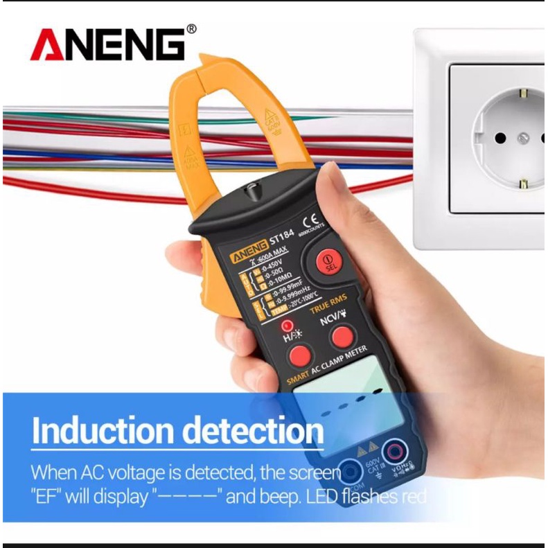 Máy đo kẹp vạn năng kỹ thuật số A NENG ST184 (tặng kèm pin ), máy đo điện áp AC/DC dòng điện xoay chiều RHM 6000 đếm