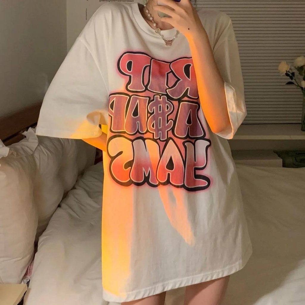 NRVP Áo Thun 100% Cotton Dáng Rộng Thời Trang Hàn Quốc Cho Nữ