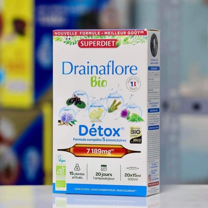 Thải Độc Detox 5in1 Da Gan Thận Ruột Phổi SUPERDIET 20 Ống