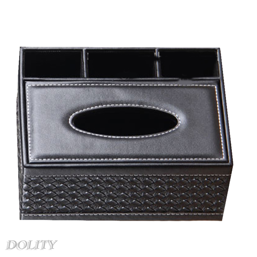 [DOLITY]Tissue Box Desktop Remote Control Smartphone Holder Organizer Decorative Black