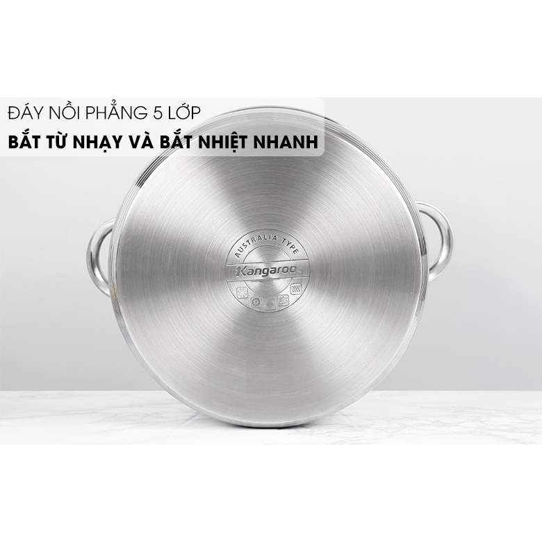 Nồi Inox Luộc gà 5 đáy cao cấp kangaroo KG122 size 30cm kèm ảnh thật