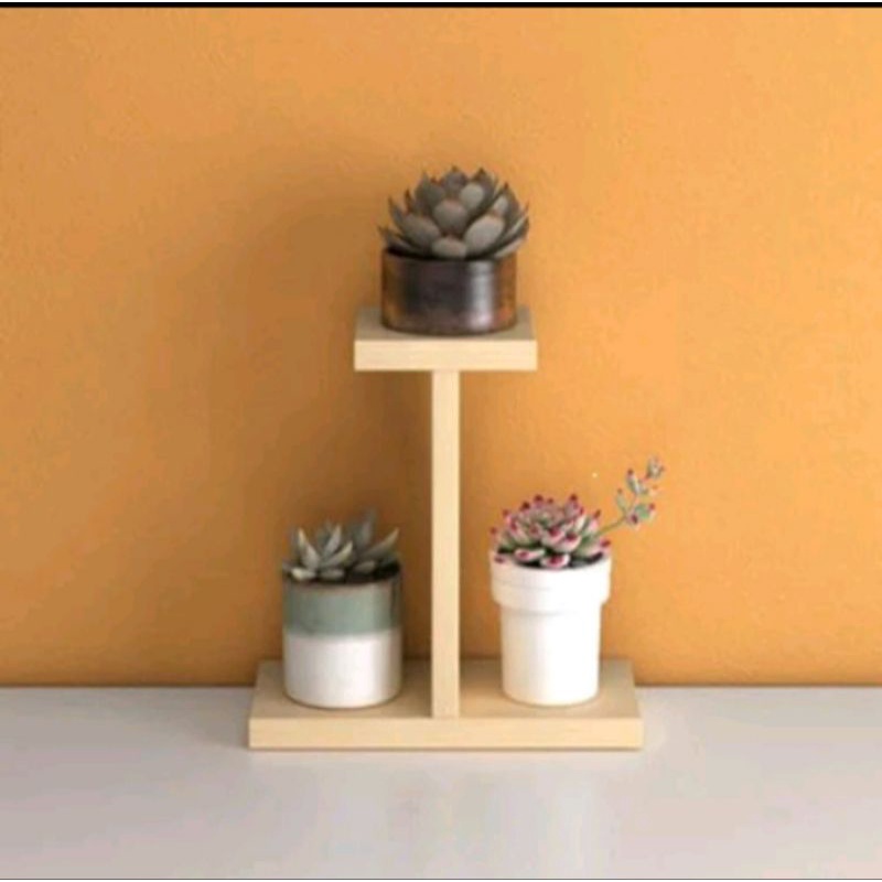 Kệ giá gỗ thông , để cây cảnh mini, trắng trí văn phòng