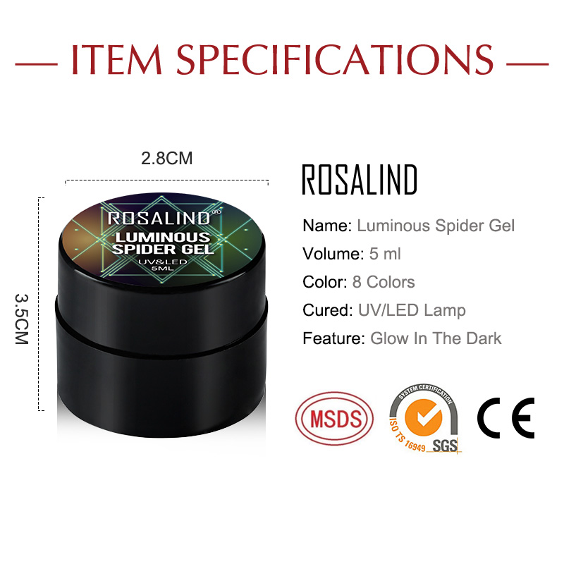 [Hàng mới về] Gel vẽ móng mạng nhện ROSALIND 8 màu tùy chọn có thể hong khô bằng đèn LED/UV tiện dụng