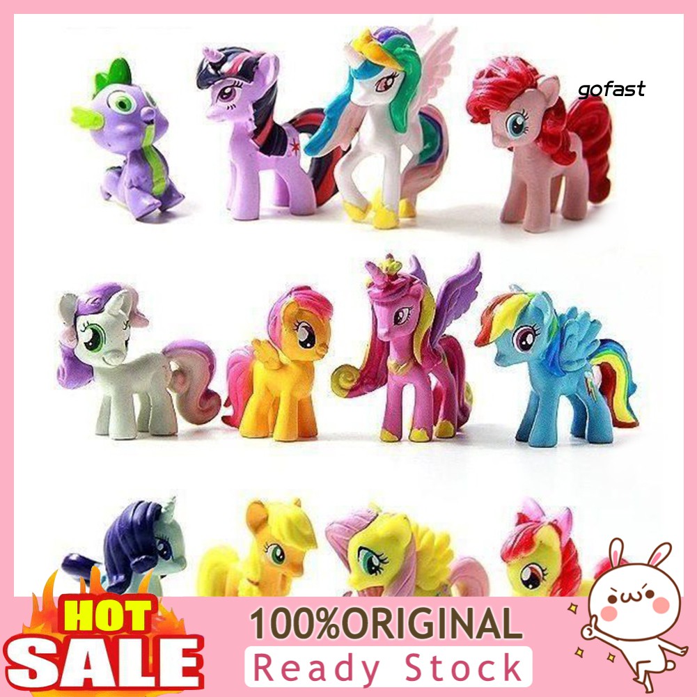 MY LITTLE PONY Bộ 12 Tượng Nhựa Pvc Hình Con Ngựa Pony