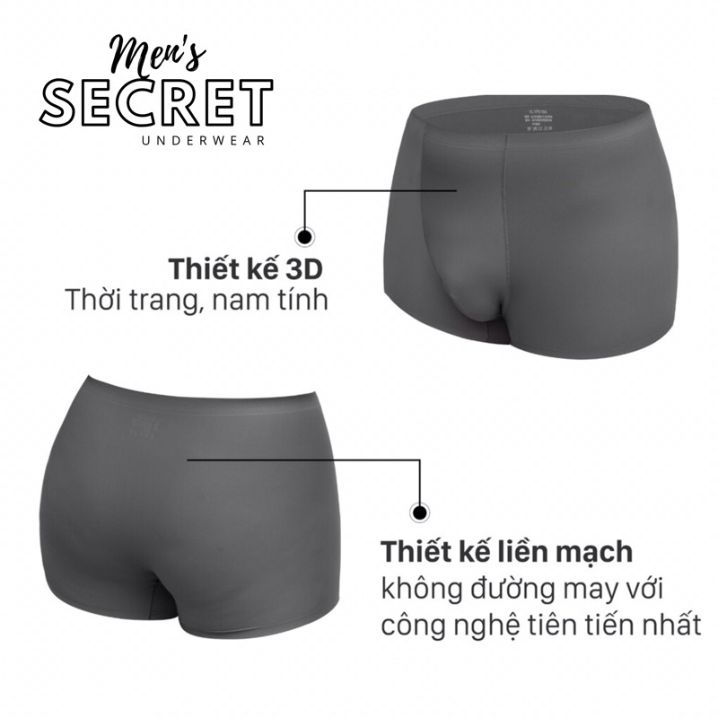 Quần boxer su lạnh không đường may - Sịp đùi nam đúc cao cấp lụa sữa mặc như không măc MEN'S SECRET