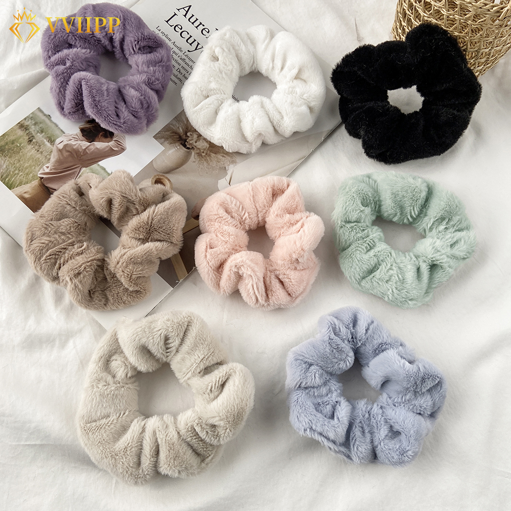 Dây buộc tóc co giãn bằng lông nhung thời trang ngọt ngào cho nữ