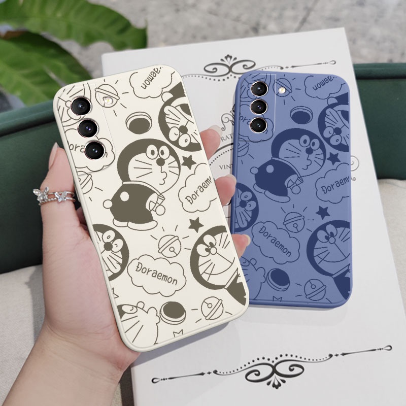 Ốp Điện Thoại Cảm Giác Chạm Thoải Mái Họa Tiết Mèo Xanh Cho Samsung Galaxy S21 S20 FE Ultra Plus