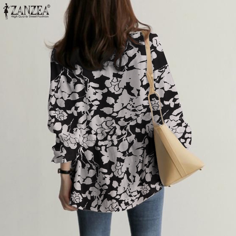 Zanzea Áo Kiểu Tay Dài Phồng Cổ Chữ V Phối Dây Rút Thời Trang Thanh Lịch Cho Nữ