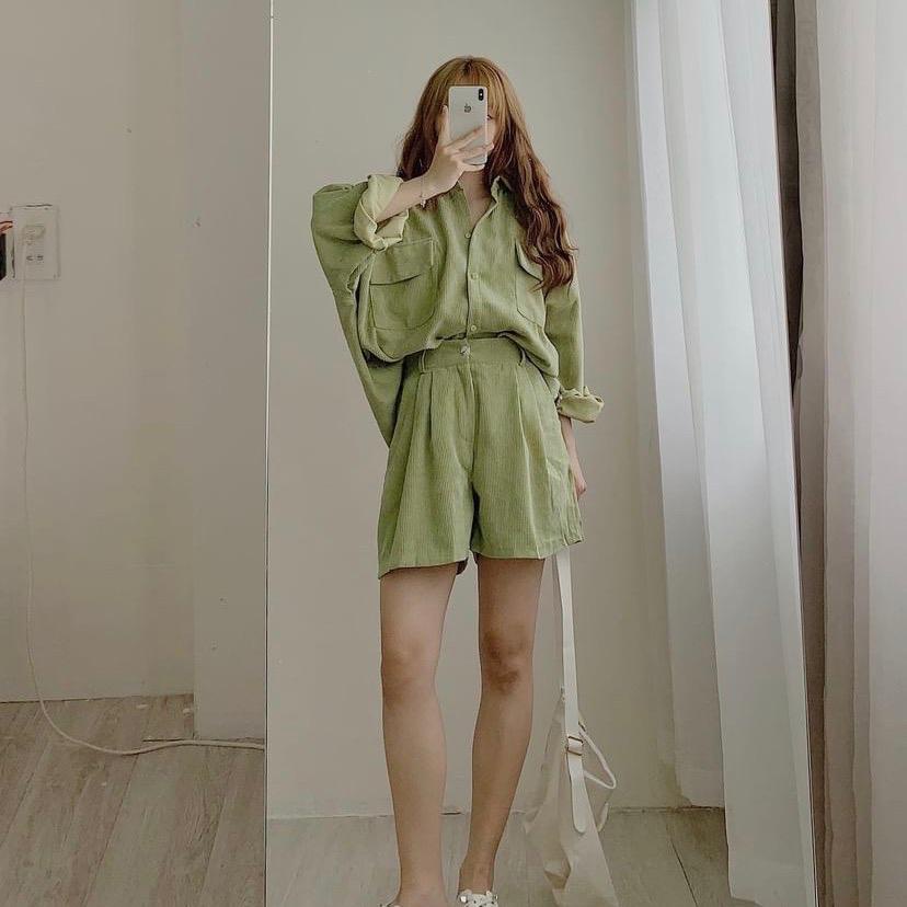 Sét Sm nhung tăm + quần short