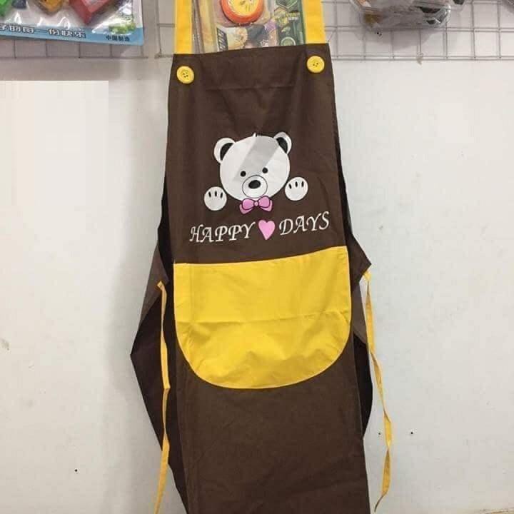 Sỉ,lẻ Tạp Dề Chống Thấm Nước Hoạ Tiết Gấu Hoạt Hình Có Túi -Chọn màu ngẫu nhiên