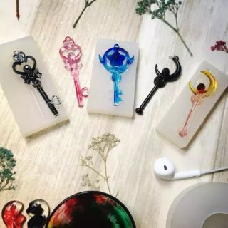 Bộ 3 khuôn silicone đổ resin / đất sét cây gậy phép Sailor Moon Magic Wand