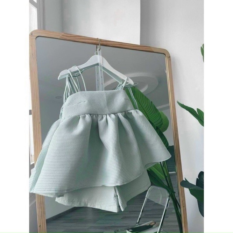 Sét Bộ Áo 2 Dây Babydoll Kèm Quần Short Lưng Chun Sét Bộ 2 Đi Chơi Bigsize Quỳnh Anh Từ 50 kg Đến 100 kg M/L/XL/XXL