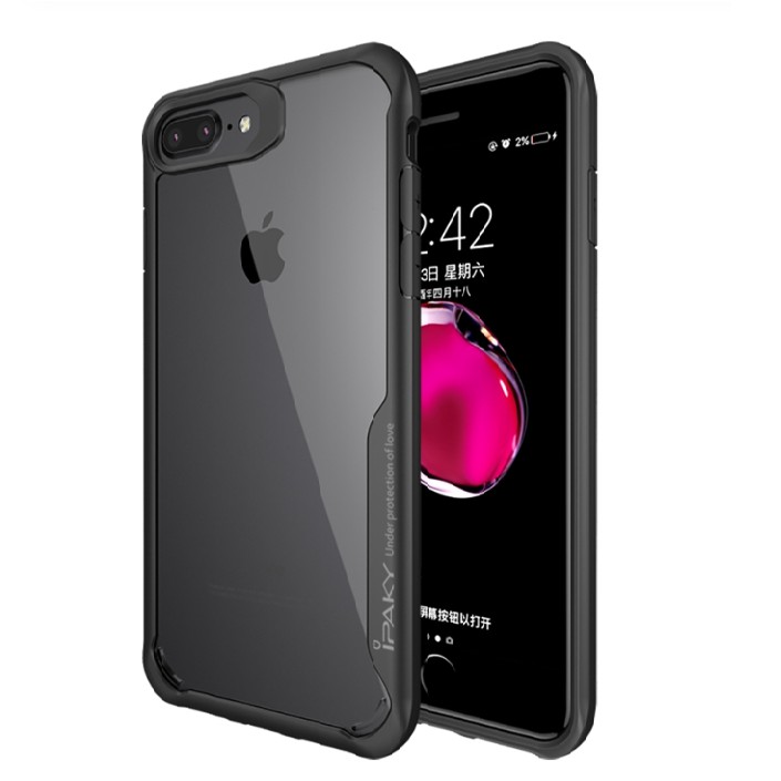 Ốp lưng iPhone 6/7/8 hoặc iPhone 6+/7+/8 Plus / iPhone SE 2020 - IPAKY - Mặt lưng Trong, Chống sốc, Cạnh CÓ CHỮ Trắng