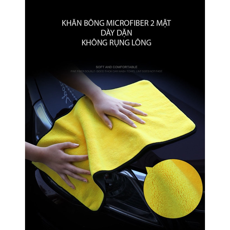Khăn Lau Oto Cao Cấp Dày Siêu Thấm Vàng, Khăn Chùi Vệ Sinh Xe ô tô, Xe Hơi Chuyên Dụng 2 Mặt,Siêu Thấm Hút