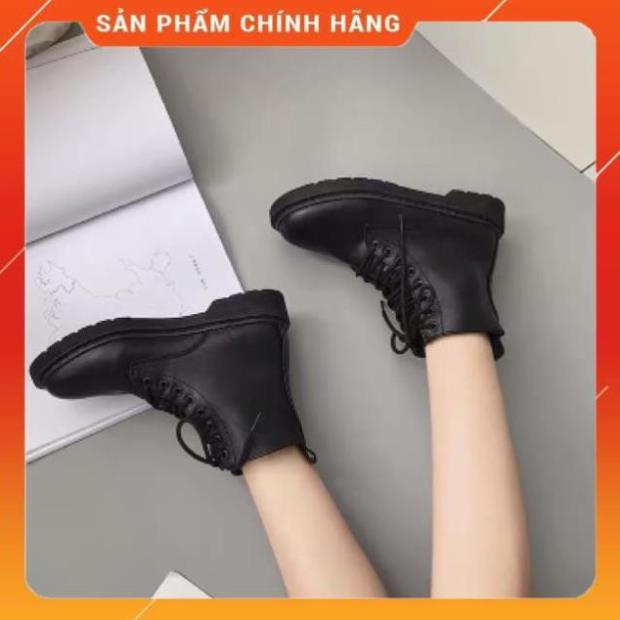 Giày boots Martin cổ ngắn Ulzzang da lì đế thấp -v11