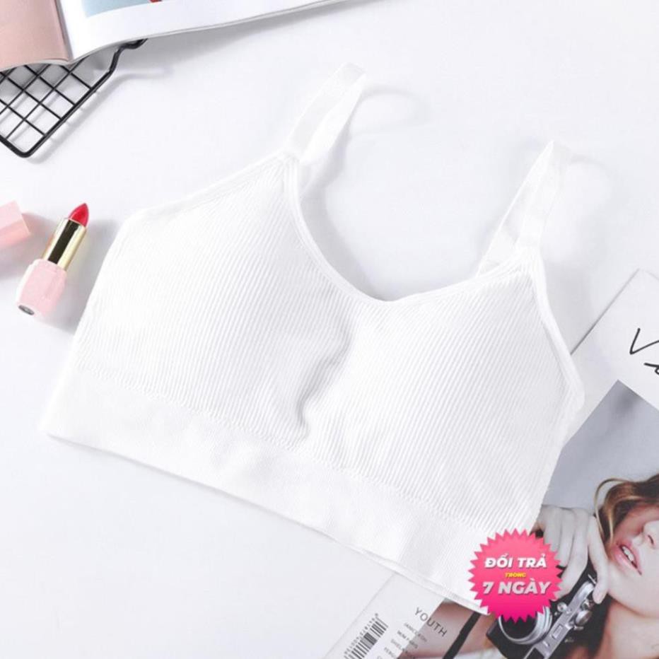 Áo Ngực Áo Bra 6886BRA01 VNXK Kiểu Dáng Thể Thao Chất Liệu Cotton Bề Mặt Gân Tăm 2 Dây Mặc Thoải Mái Vừa Vặn Cơ Thể