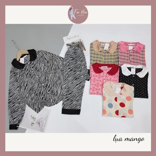 Bộ dài tay pizama lụa mango cao cấp pijama không nhăn vải cực mịn