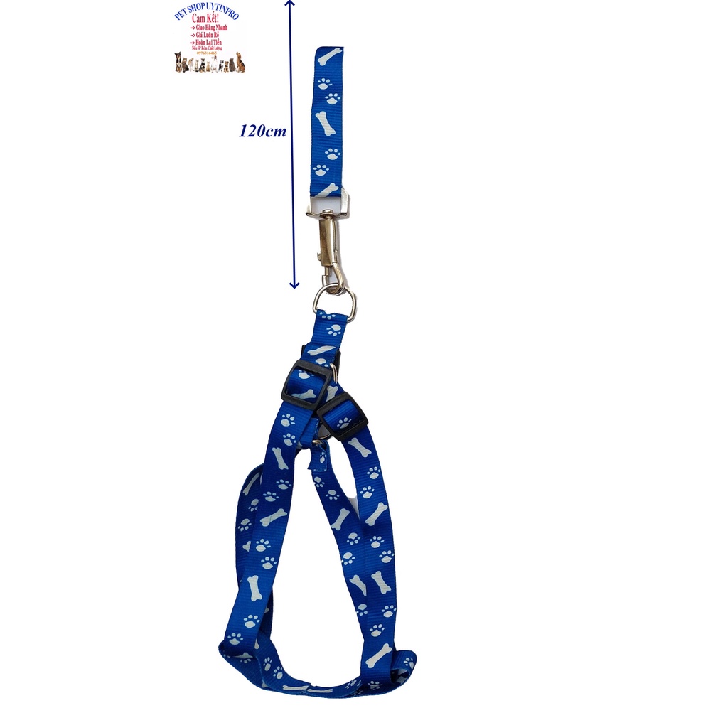 Dây dắt kèm yếm cho Chó Mèo từ 10kg đến 15kg Bản rộng 2cm Chất liệu dù mềm dẻo, Yếm có thể điều chỉnh to nhỏ