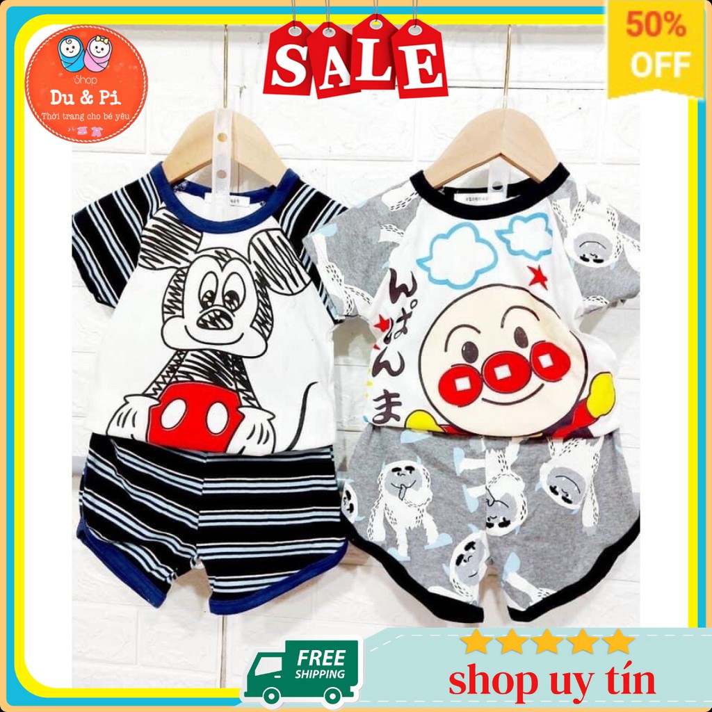 Bộ hoạt hình chất cotton mềm cho cả bé trai và bé gái từ 10-25kg