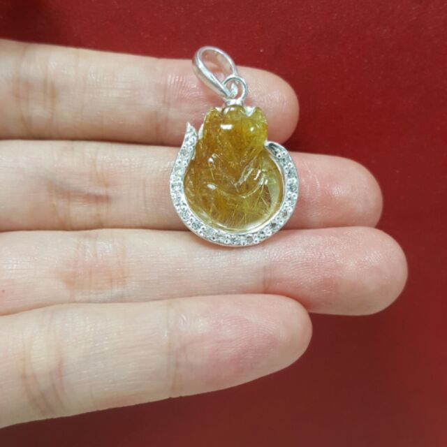 Hồ ly thạch anh tóc vàng bọc bạc đính đá