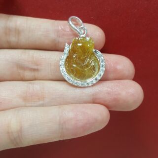 Hồ ly thạch anh tóc vàng bọc bạc đính đá