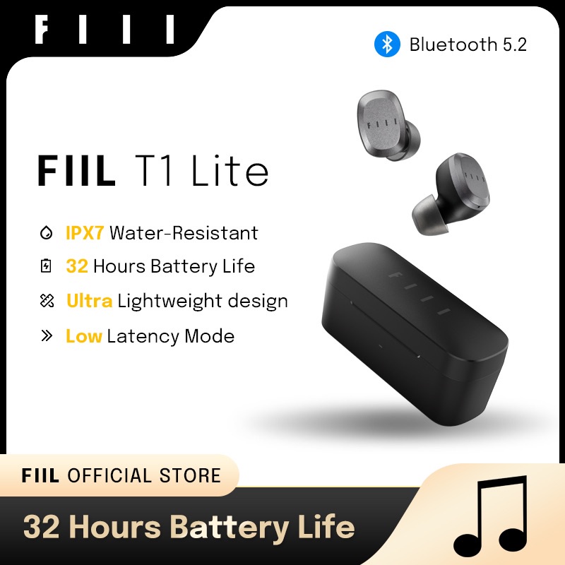 Tai Nghe Bluetooth 5.2 Không Dây FIIL T1 Lite TWS ENC IPX7 Chống Thấm Nước