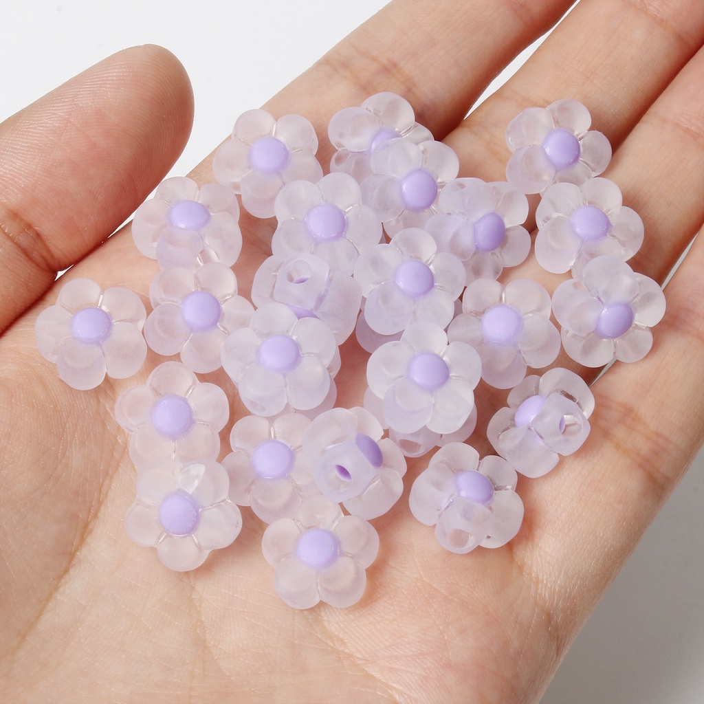 Bộ 30/60 hạt nhựa trong suốt hình hoa dùng làm trang sức thủ công