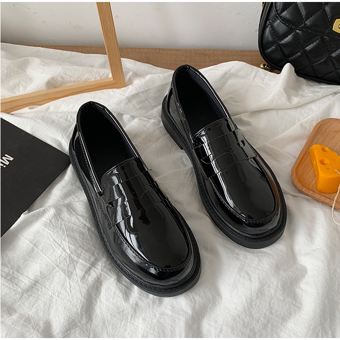 Giày loafer đế dày ulzzang, giày moca bệt đế 3cm vintage