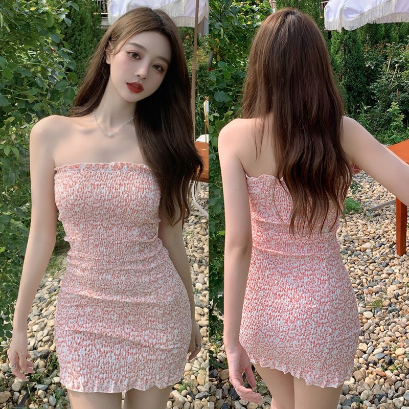 Đầm Không Tay Chất Liệu Chiffon In Họa Tiết Phong Cách Hàn Quốc Quyến Rũ Dành Cho Nữ