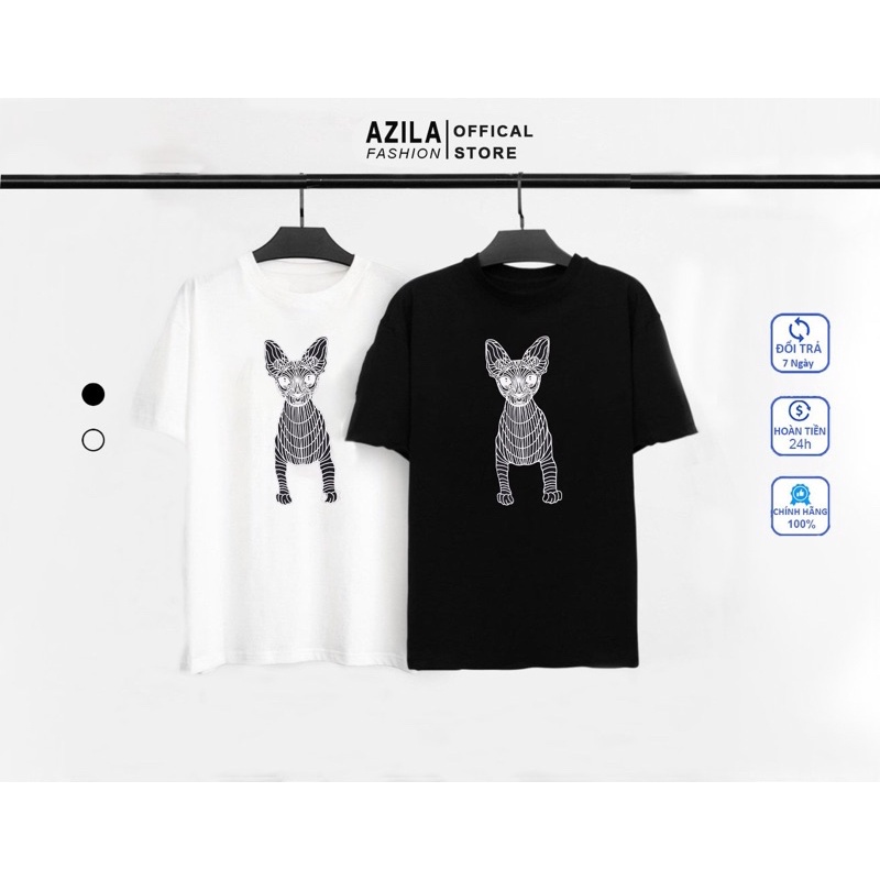 Áo thun nam nữ AZILA in Mèo ai cập chất liệu cotton 100% thoáng mát