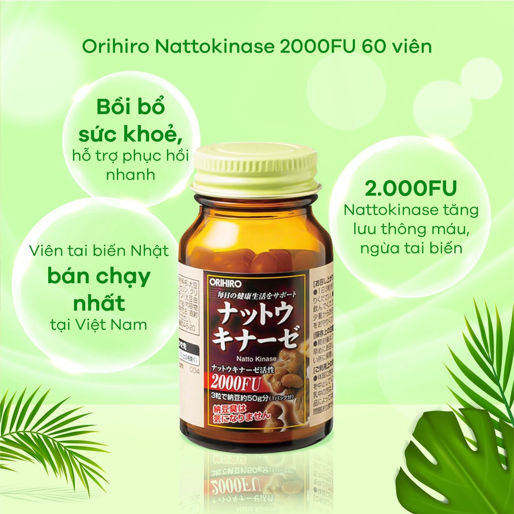 Viên uống hỗ trợ chống đột qụy Natto Kinase 2000FU Nhật Bản [Date 02/2024]