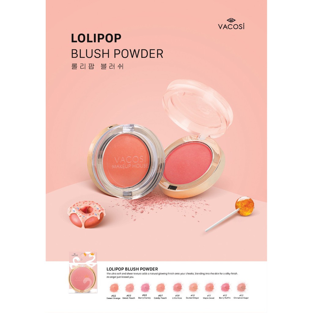 Phấn Má Hồng Dạng Hộp Vacosi LOLIPOP BLUSH POWDER 5g