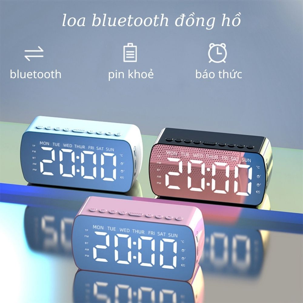 Loa bluetooth đồng hồ báo thức, loa mini không dây nghe nhạc màn hình led - Z6Q6