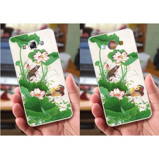 Ốp lưng Samsung E7 (dẻo viền trắng trong) - Hình Chim Công, Cá Chép, Cò