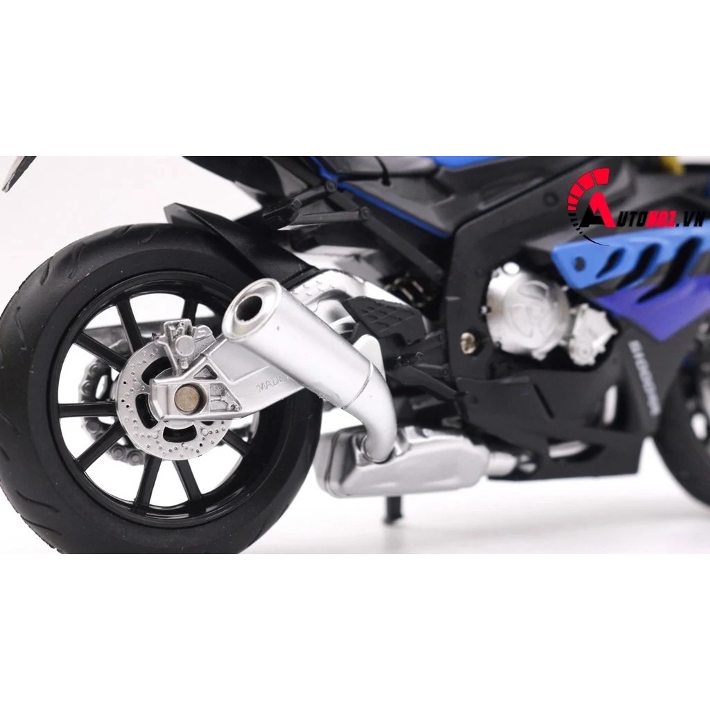 MÔ HÌNH BMW S1000RR XANH DƯƠNG ĐEN CÓ MŨ BẢO HIỂM 1:12 CAIPO 4852