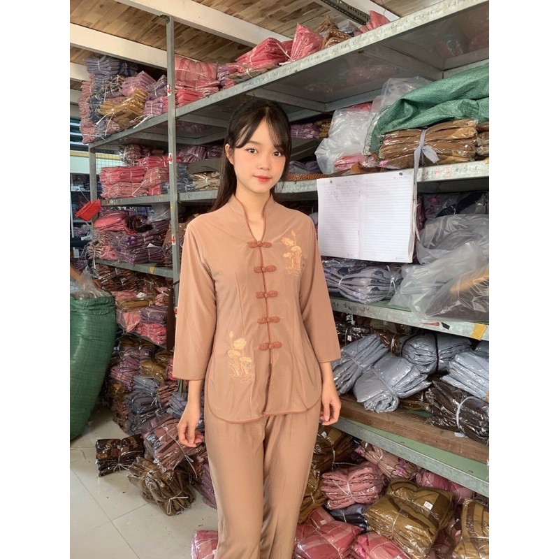 Áo Lam Đi Chùa # THUN CỔ TÀU VIỀN THÊU SEN GIÁ RẺ VÔ ĐỊCH