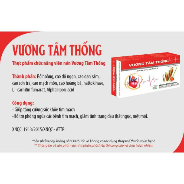 Vương Tâm Thống - Tốt cho tim mạch - Mua 10 tặng 1 bằng tem tích điểm