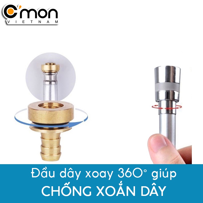 Dây sen xịt giúp TĂNG ÁP LỰC NƯỚC, CHỐNG XOẮN DÂY, chịu áp cao C'mon DS-03 (xám)